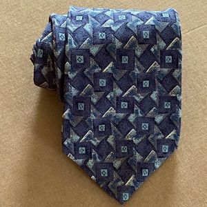 Brandini Le Collezioni Blue & Grey Geometric Silk Necktie